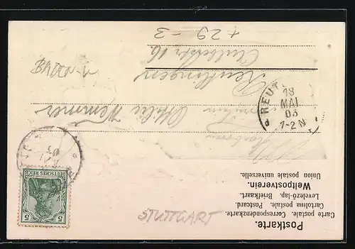 Passepartout-Lithographie Stuttgart, Schloss Solitude, Denkmal