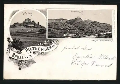 Lithographie Rothenberg, Untertürkheim, Panorama