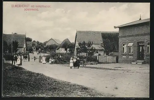 AK Elmenhorst bei Bargteheide, Dorfbewohner auf einer Strassenpartie