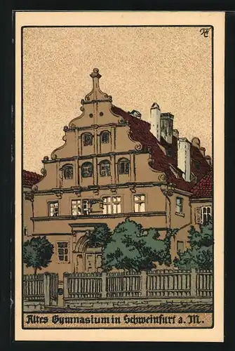 Steindruck-AK Schweinfurt, Altes Gymnasium