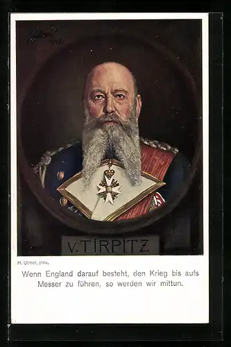 Künstler-AK Admiral Alfred von Tirpitz