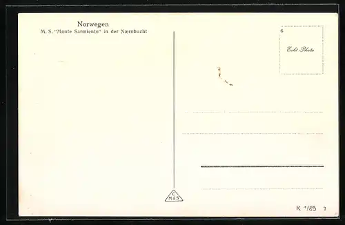 AK Passagierschiff Monte Sarmiento in der Naerobucht