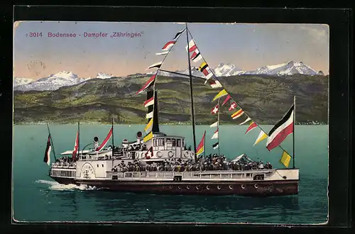 AK Bodensee-Dampfer Zähringen in Flaggengala