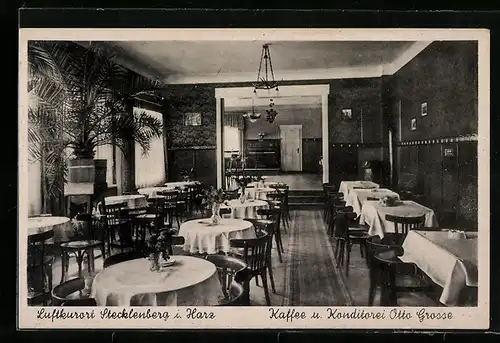 AK Stecklenberg, Innenansicht Cafe und Konditorei Otto Grosse