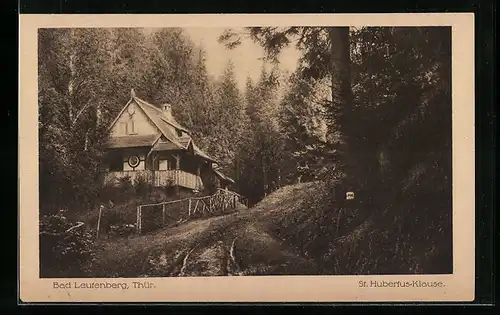 AK Bad Leutenberg, Waldpartie am Gasthaus St. Hubertus-Klause
