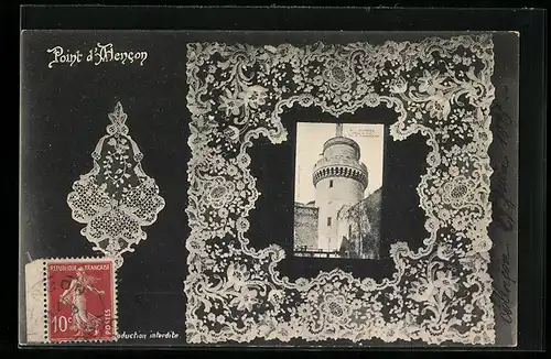 AK Point d`Alencon, Château de Ducs, geklöppelte Stoffwaren