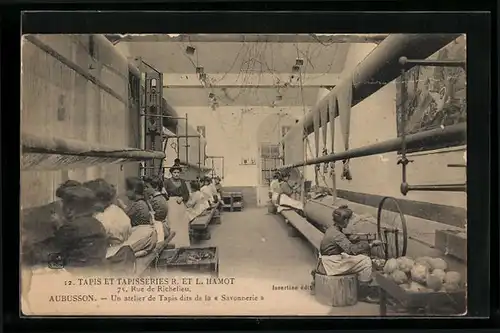 AK Aubusson, Tapis et Tapisserie R. et L. Hamot, 75 Rue de Richelieu, Teppich