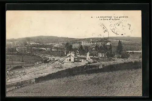 AK La Courtine, Vue generale, La Gare et la Gane