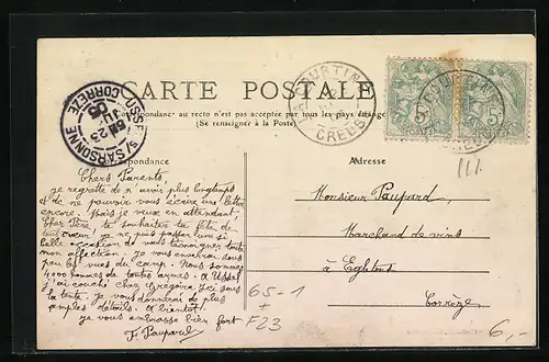 AK La Courtine, Vue generale, La Gare et la Gane