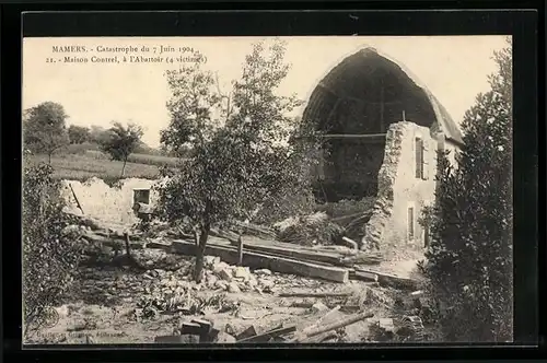 AK Mamers, Catastrophe du 7 Juin 1904, Maison Contrel, à l`Abbattoir