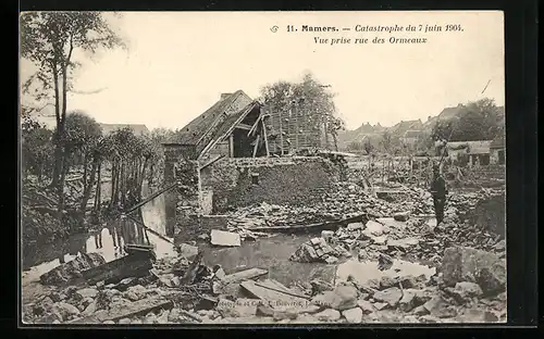 AK Mamers, Catastrophe du 7 Juin 1904, Vue prise rue des Ormeaux