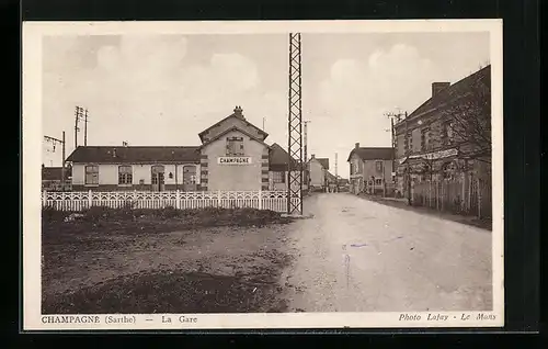 AK Champagne, La Gare, Bahnhof