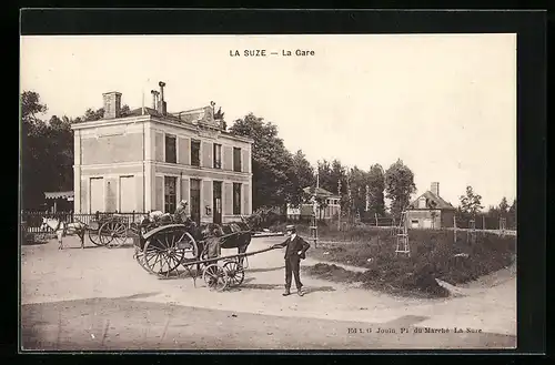 AK La Suze, La Gare, Bahnhof