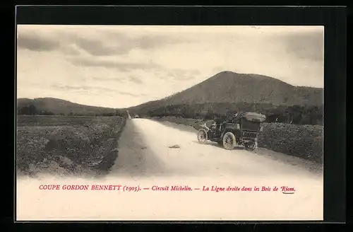 AK Autorennen, Coupe Gordon Bennett, 1905, Circuit Michelin, La Ligne droite dans les Bois de Riom