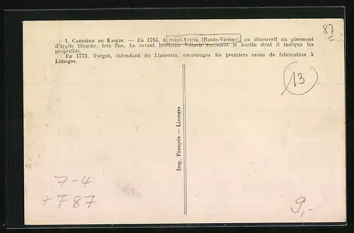 AK St. Yrieix, Carrière de Kaolin, Steinbruch