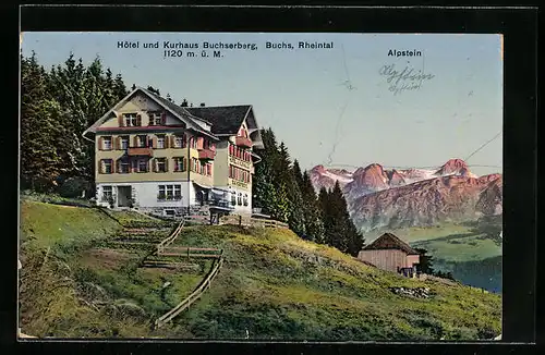 AK Buchs, Hotel und Kurhaus Buchserberg mit Alpstein