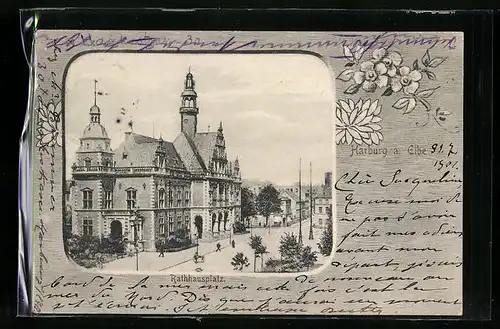 AK Harburg a. Elbe, Blick auf den Rathausplatz