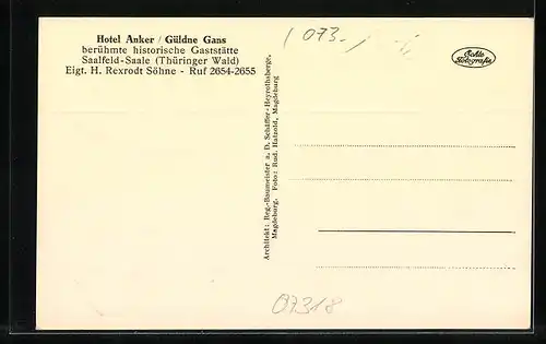 AK Saalfeld / Saale, Hotel Anker /Güldne Gans-Mittelalterliches Kreuzgewölbe im Churfürsten-Keller mit Malerei