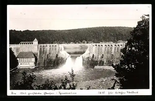 AK Waldeck, zerstörter Staudamm 1943