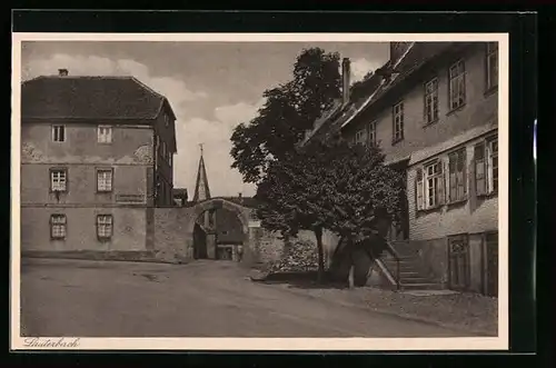 AK Lauterbach, Strassenpartie am Burgtor