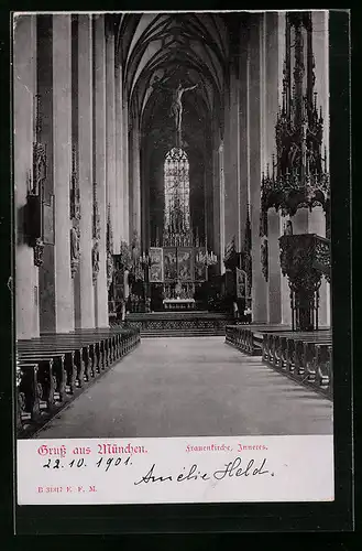 AK München, Frauenkirche, Innenansicht