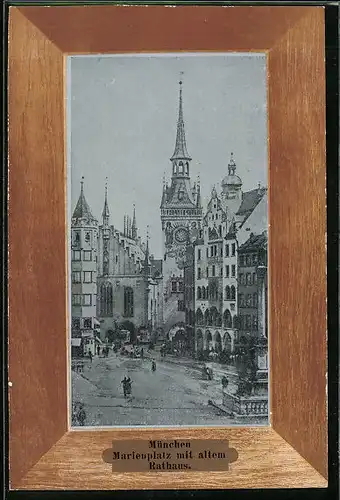 Passepartout-AK München, Marienplatz mit altem Rathaus aus der Vogelschau