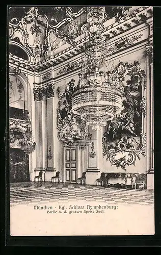 AK München, Schloss Nymphenburg, Partie a. d. grossen Speise Saal