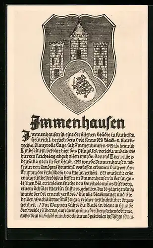 AK Immenhausen, Wappen und Geschichte der Stadt
