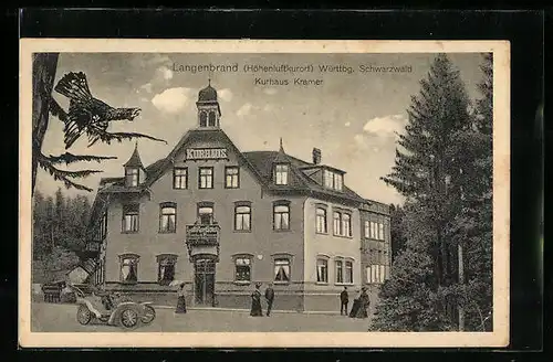 AK Langenbrand /Schwarzwald, Kurhotel Kramer, Auto, Auerhahn