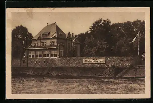 AK Uerdingen a. Rh., Restaurant Rheinschlösschen, vom Wasser gesehen