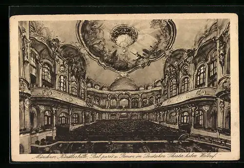 AK München, Deutsches Theater H. Gruss, Saal mit Galerie, von der Bühne aus gesehen