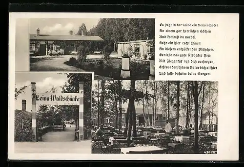 AK Leina bei Altenburg, Gasthaus Leina-Waldschänke K. Graichen mit Garten