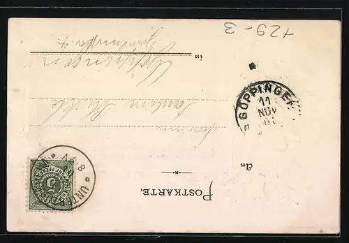 Passepartout-Lithographie Rothenberg, Ortsansicht mit Kirche