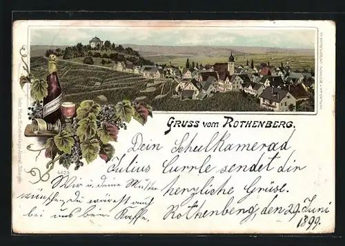 Lithographie Rothenberg, Gesamtansicht mit Umland