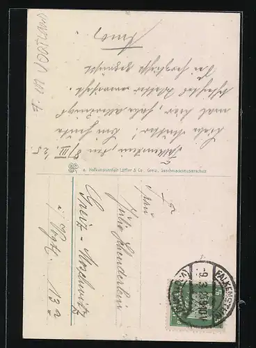 AK Falkenstein, Ortspanorama, Rathaus, Spitze