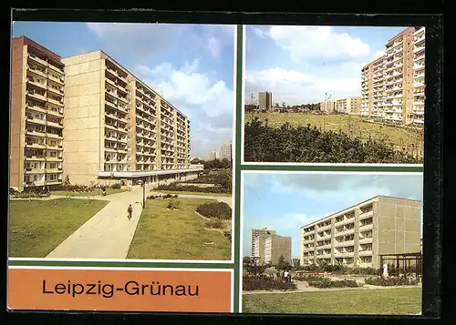 AK Leipzig-Grünau, Alte Salzstrasse, Weissendornstrasse, Grünauer Allee