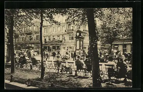 AK Berlin, Unter den Linden, Promenade mit Hotel Bauer