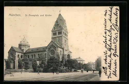 AK München, St. Annaplatz und Kirche