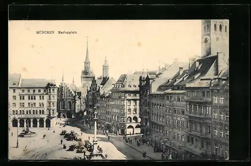 AK München, Marienplatz, von oben gesehen