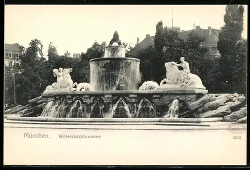 AK München, Wittelsbacherbrunnen am Lenbachplatz