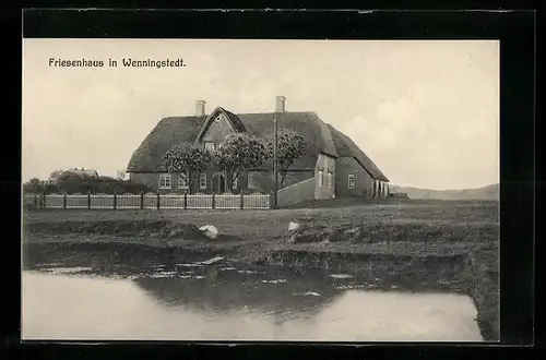 AK Wenningstedt /Sylt, Friesenhaus mit Teich