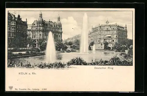 AK Köln-Neustadt, Deutscher Ring mit Springbrunnen