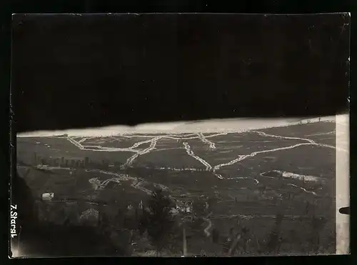 Fotografie 1.WK, Fliegeraufnahme der Schützengräben an der Isonzofront