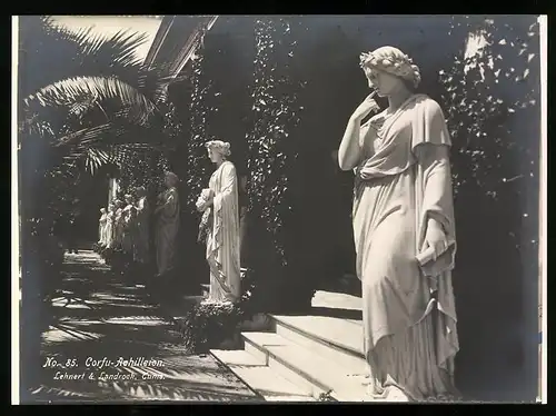 Fotografie Lehnert & Landrock, Tunis, Nr. 85, Ansicht Corfu, Statuen am Achilleion-Palast