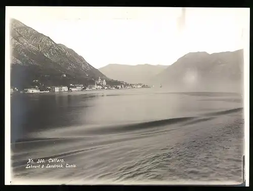 Fotografie Lehnert & Landrock, Tunis, Nr. 300, Ansicht Cattaro, Ortschaft vom Gewässer aus gesehen