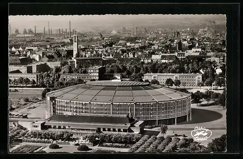 AK Dortmund, Westfalenhalle aus der Vogelschau