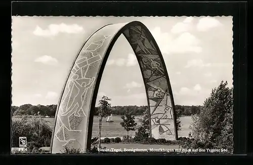 AK Berlin-Tegel, Mosaikbogen mit Blick auf Tegeler See