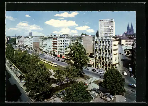 AK Köln am Rhein, Strasse Kaiser-Wilhelm-Ring mit Strassenbahn