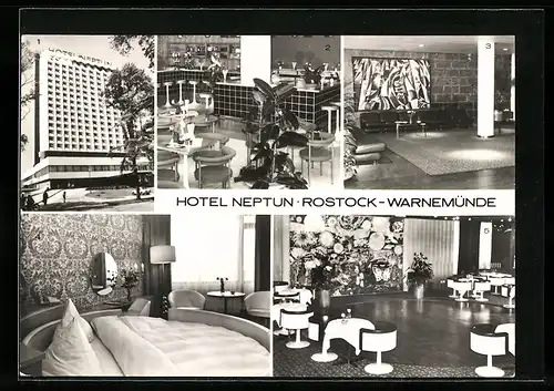 AK Warnemünde, Hotel Neptun, Aussenaufnahme, Milch-Mokka-Bar, Sky-Bar