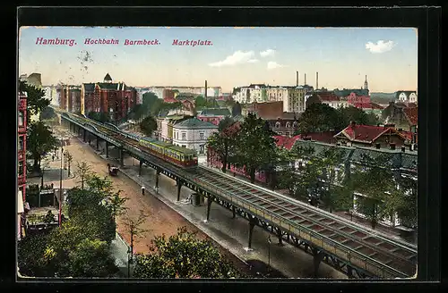 AK Hamburg-Barmbeck, Hochbahn Barmbek, Marktplatz